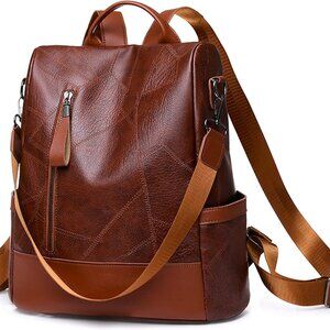 Women Anti-Theft Backpack Waterproof PU Leather Casual Travel School Bag